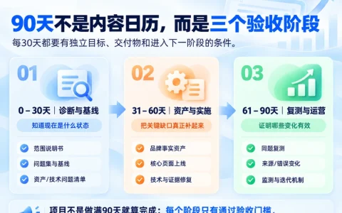 GEO项目怎么做90天排期？每30天应该交付什么