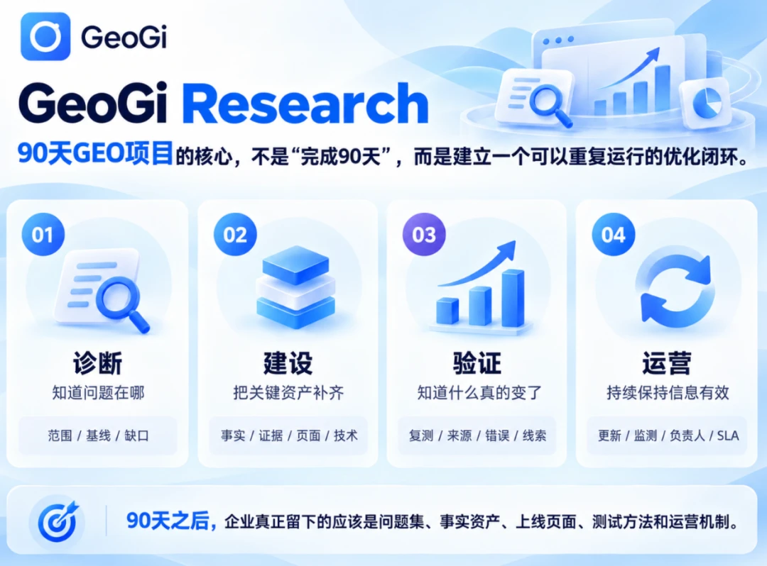 GeoGi Research:90天真正留下的,是一套可重复运行的GEO优化闭环